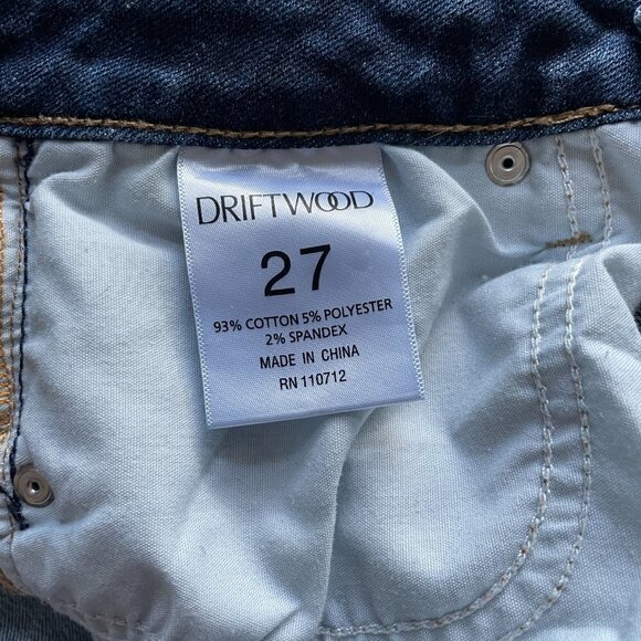 DRIFTWOOD Jackie Skinny Embroidered Denim Jeans Mid-Rise Dark Wash Blue 27 - Picture 8 of 9